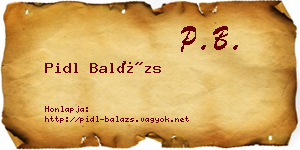 Pidl Balázs névjegykártya